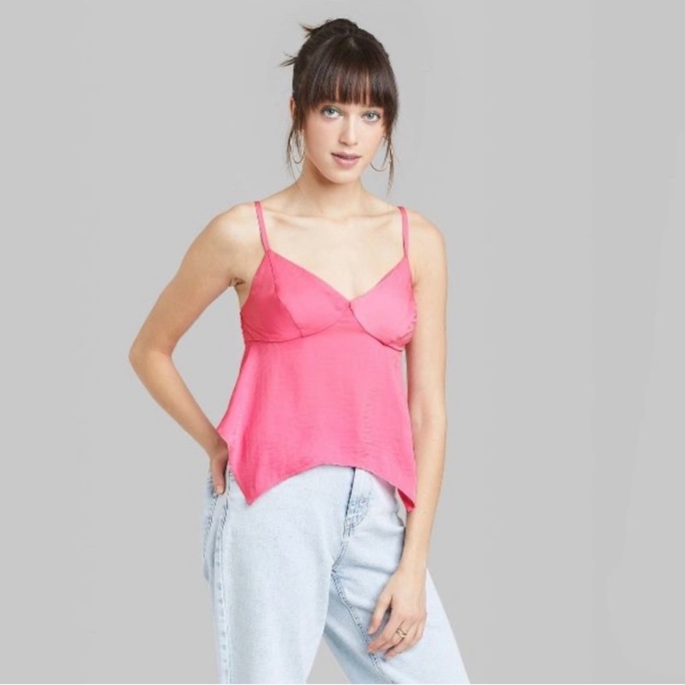 Wild Fable Satin Pink Handkerchief Tank Top | Junior/Women | L